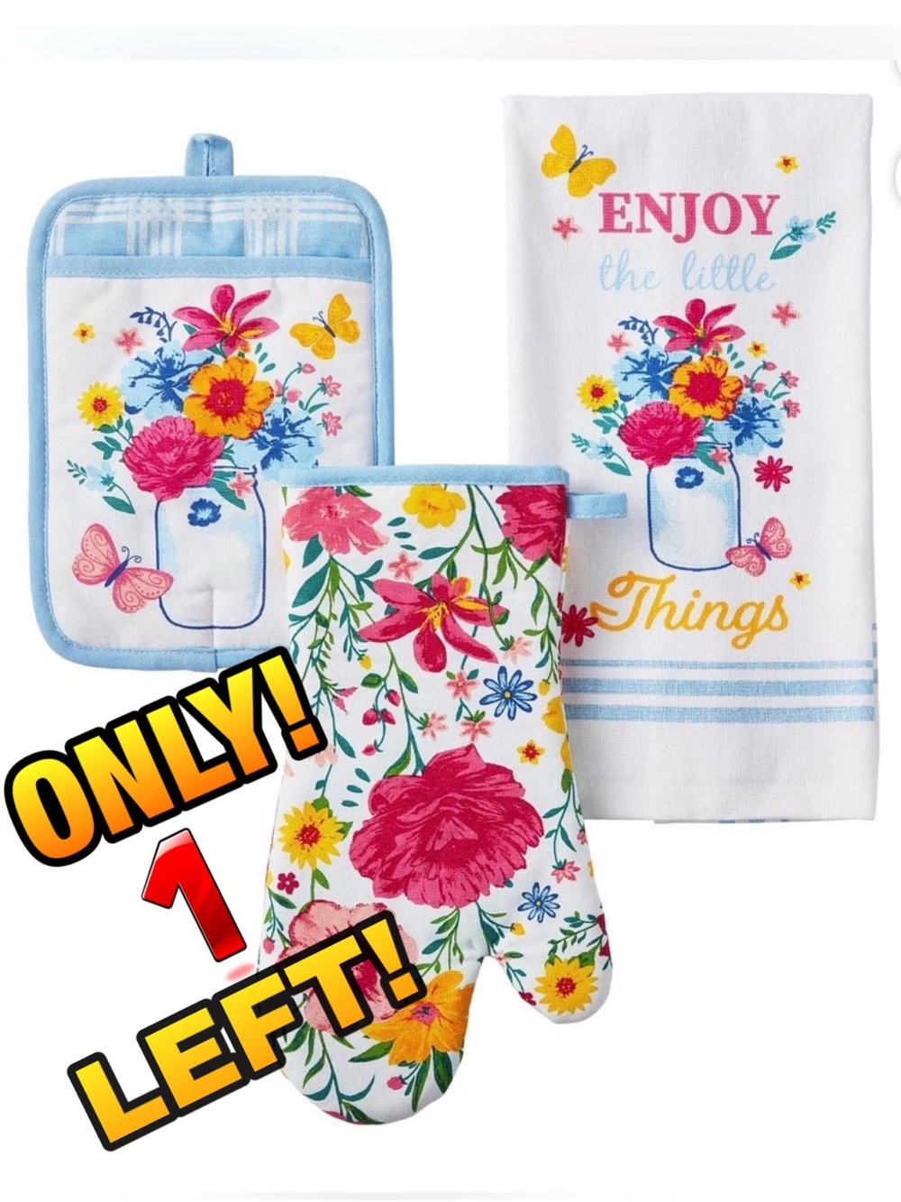 SALE! ONE Left! 3-Pc Pioneer Woman 🌺 Kitchen Towel Oven Mitt & Pot Holder Set
